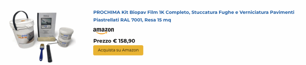 PROCHIMA Kit Biopav Film 1K Completo, Stuccatura Fughe e Verniciatura Pavimenti Piastrellati RAL 7001, Resa 15 mq